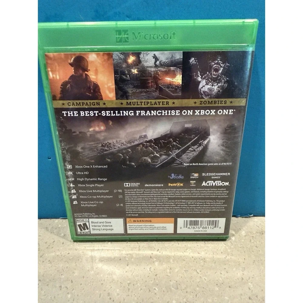 Call of Duty WWII Xbox One Activision Sledgehammer Games 4K HDR Video Game Disc